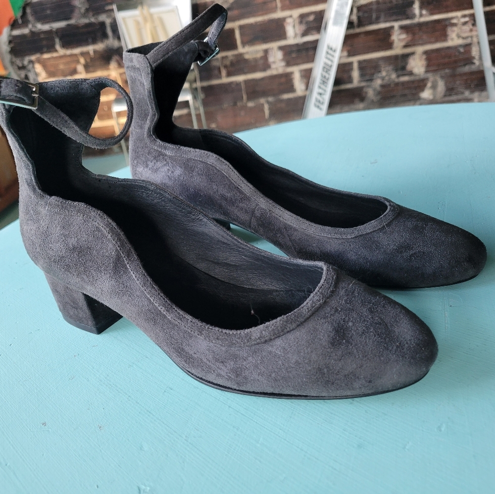 Free People × Jeffrey Campbell Suede Ankle Strap Block Heels